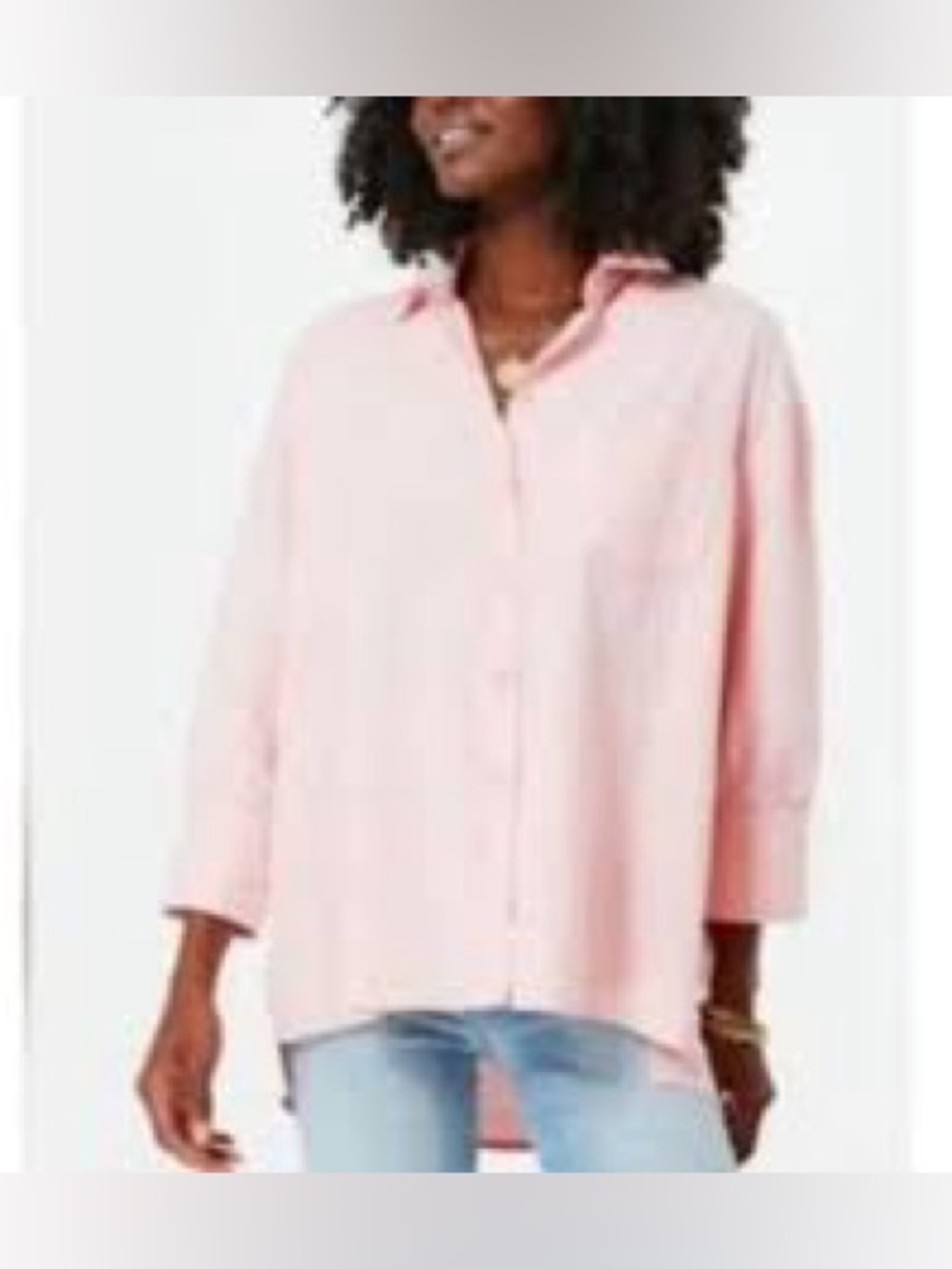NEW Pomander Button Down Hi Low Boyfriend Shirt in Pink Size XS
